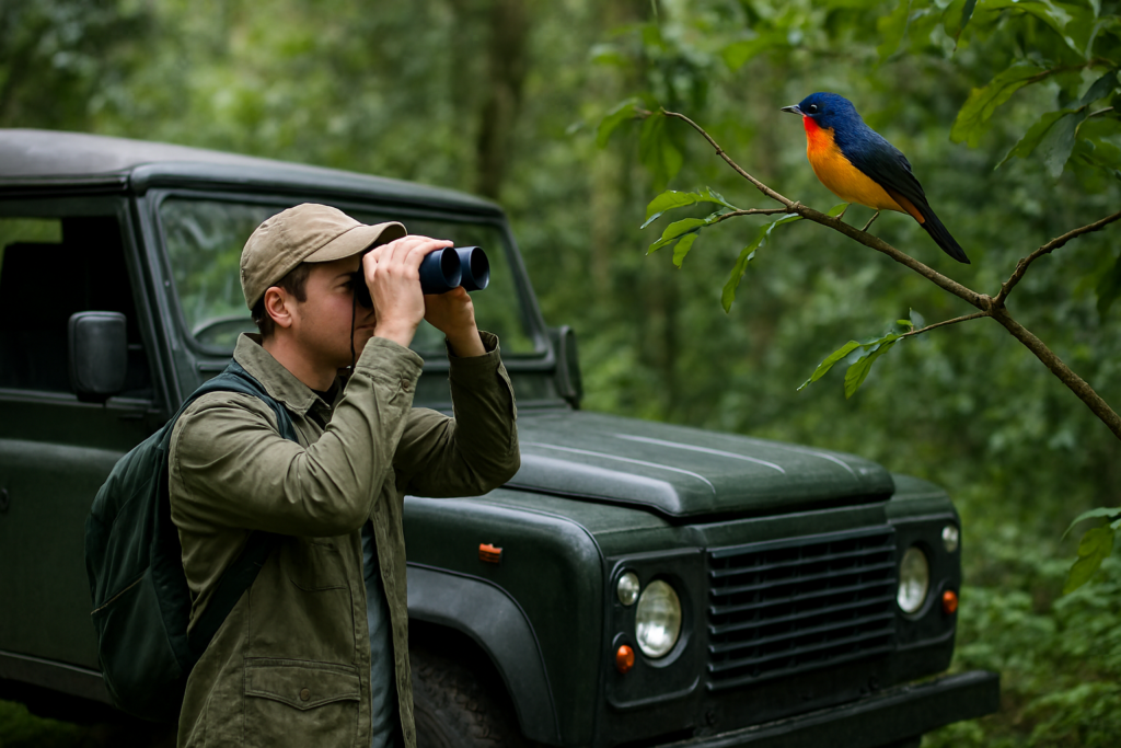 Wildlife You Might Spot on Jeep Trails Birdwatcher beside a